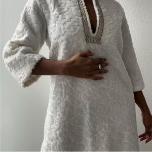 1960s Vintage cream tunic robe dress